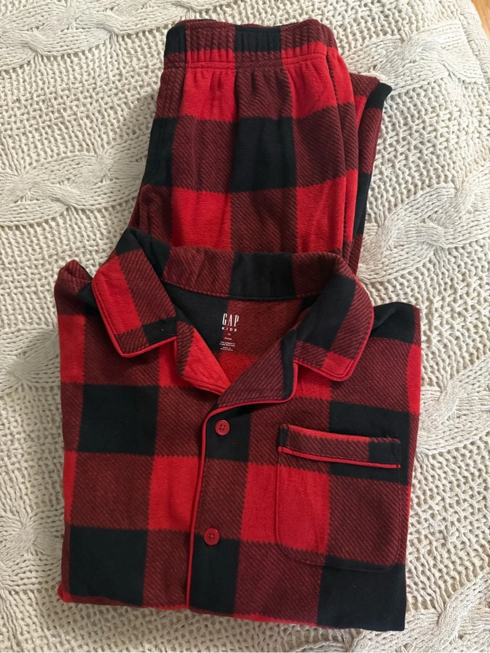 GAP Kids Red and Black Buffalo Plaid Pajama Set